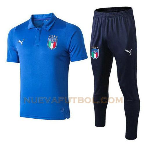 camiseta polo italia conjunto 2018 azul claro hombre