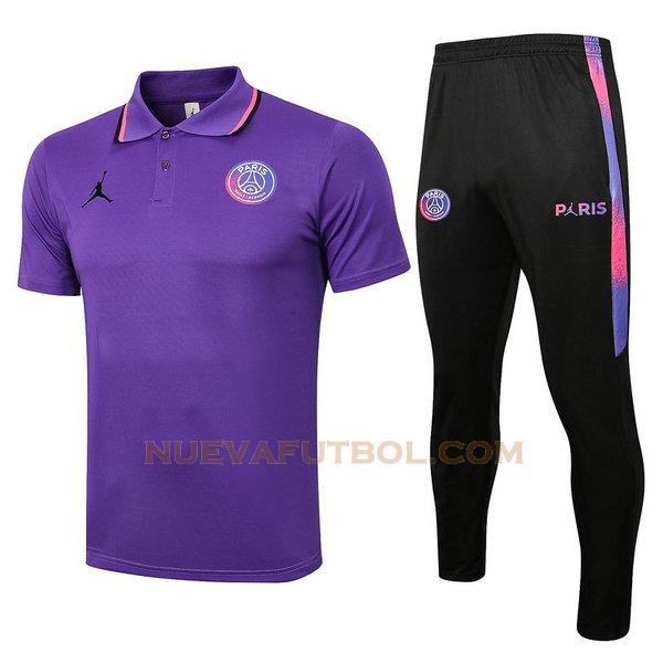 camiseta polo paris saint germain conjunto 2021 22 púrpura hombre