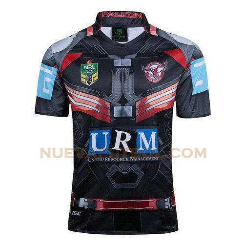 camiseta rugby manly sea eagles 2017-2018 negro hombre