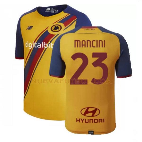 fourth camiseta mancini 23 as roma 2021 2022 amarillo hombre