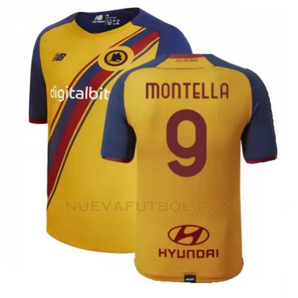 fourth camiseta montella 9 as roma 2021 2022 amarillo hombre