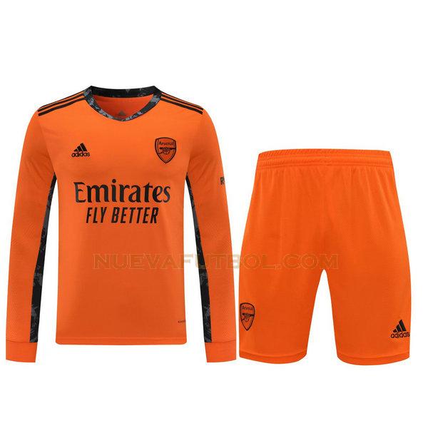 portero camisetas+pantalones cortos arsenal ml 2021 naranja hombre