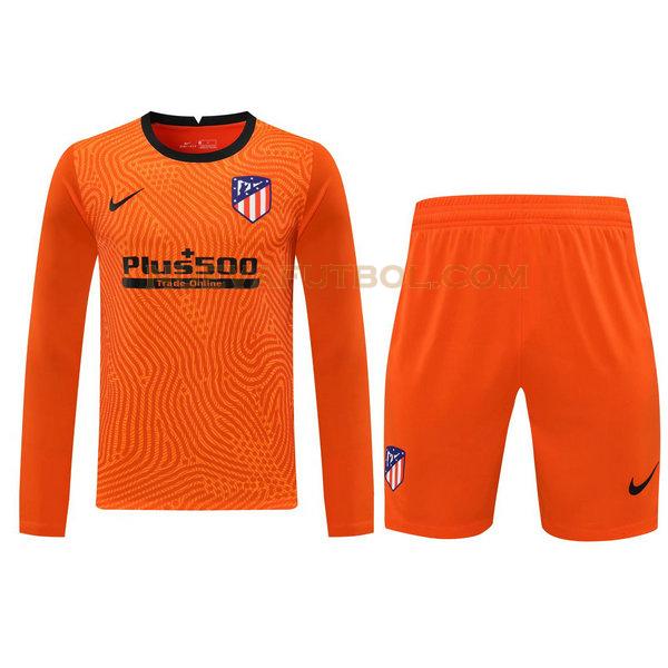 portero camisetas+pantalones cortos atletico madrid ml 2021 naranja hombre