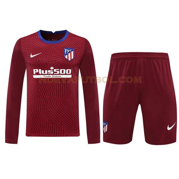 portero camisetas+pantalones cortos atletico madrid ml 2021 rojo hombre