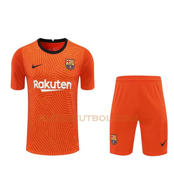 portero camisetas+pantalones cortos barcelona 2021 naranja hombre