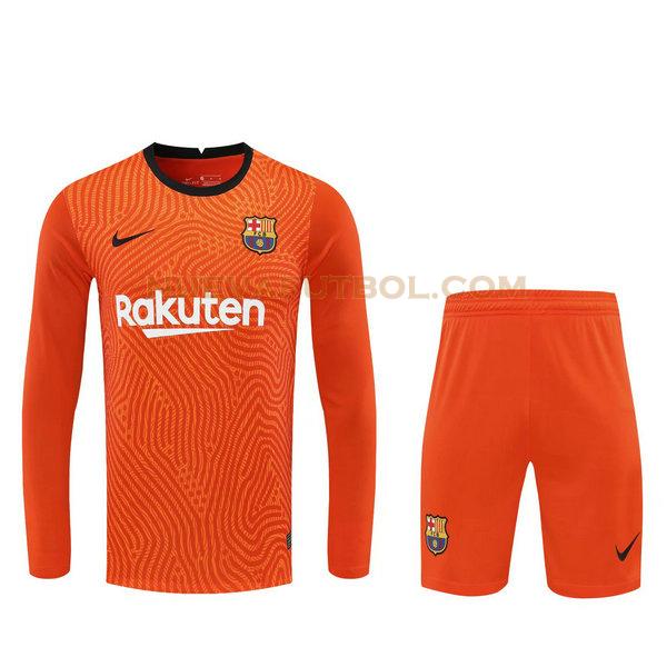 portero camisetas+pantalones cortos barcelona ml 2021 naranja hombre
