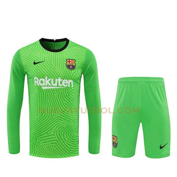 portero camisetas+pantalones cortos barcelona ml 2021 verde hombre