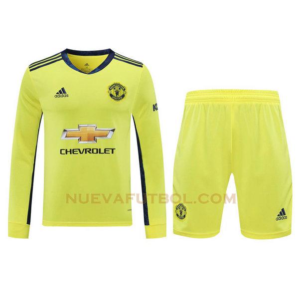 portero camisetas+pantalones cortos manchester united ml 2021 amarillo hombre