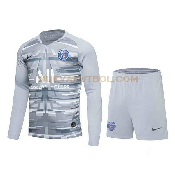 portero camisetas+pantalones cortos paris saint germain ml 2021 gris hombre