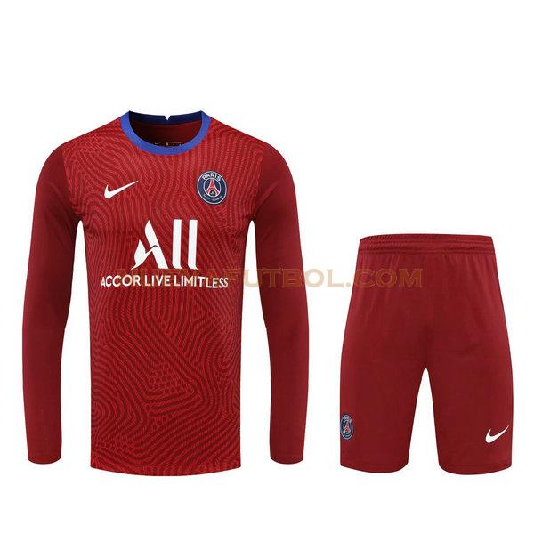 portero camisetas+pantalones cortos paris saint germain ml 2021 rojo hombre