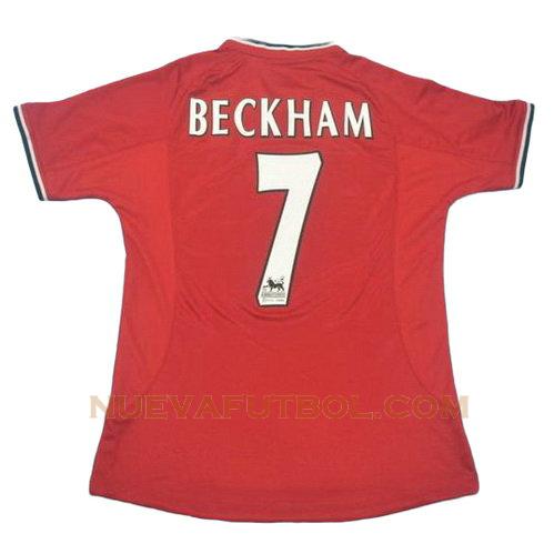 primera camiseta beckham 7 manchester united 2000-2002 hombre