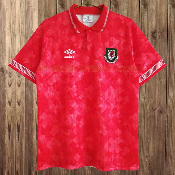 primera camiseta galles 1990-1992 rojo hombre