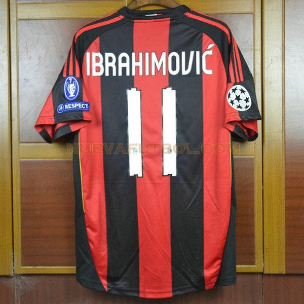 primera camiseta ibrahimovic 11 ac milan 2010-2011 rojo hombre