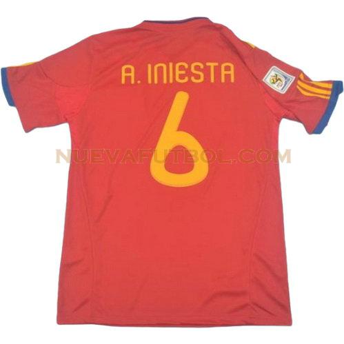 primera camiseta iniesta 6 españa copa mundial 2010 hombre