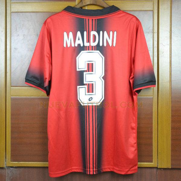 primera camiseta maldini 3 ac milan 1997-1998 rojo hombre