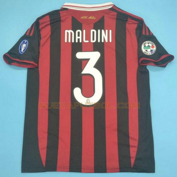 primera camiseta maldini 3 ac milan 2009-2010 rojo hombre