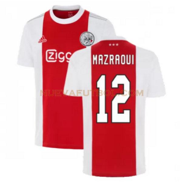 primera camiseta mazraoui 12 ajax 2021 2022 rojo blanco hombre