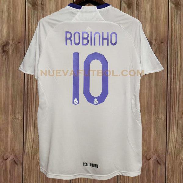 primera camiseta robinho 10 real madrid 2007-2008 blanco hombre