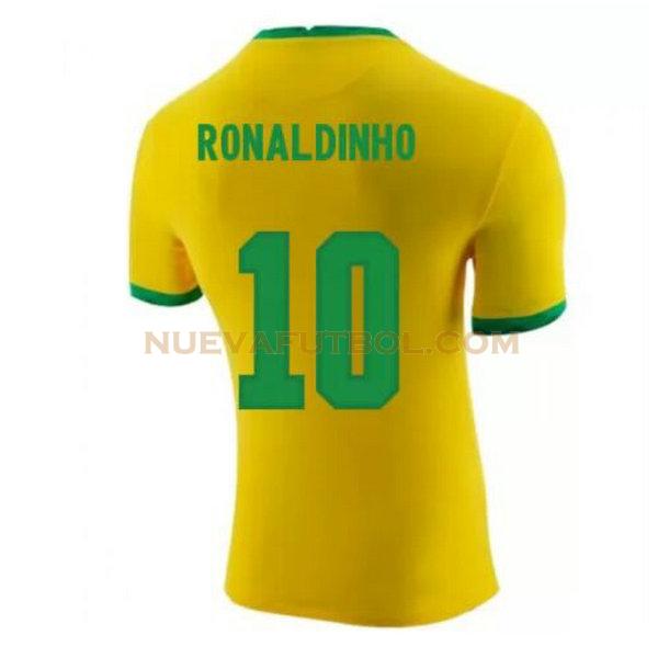 primera camiseta ronaldinho 10 brasil 2020-2021 amarillo hombre