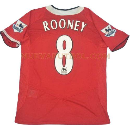 primera camiseta rooney 8 manchester united 2006-2007 hombre