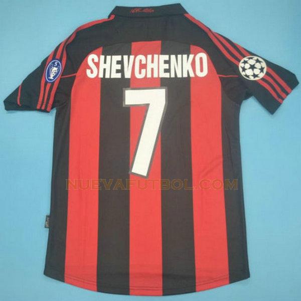 primera camiseta shevchenko 7 ac milan 2000-2002 rojo hombre
