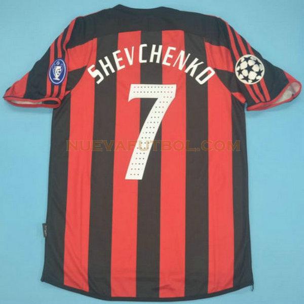 primera camiseta shevchenko 7 ac milan 2003-2004 rojo hombre