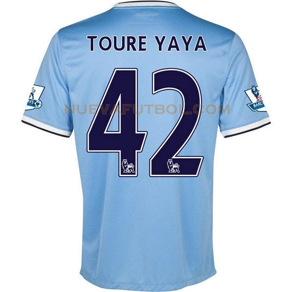 primera camiseta toure yaya 42 manchester city 2013-2014 azul hombre