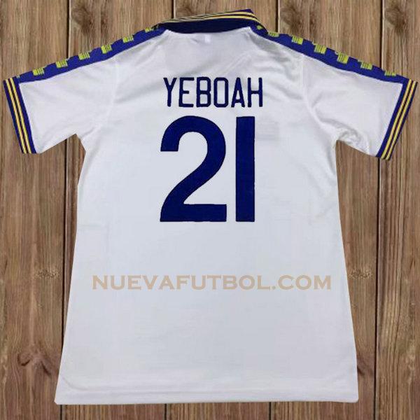 primera camiseta yeboah 21 leeds united 1976-1977 blanco hombre