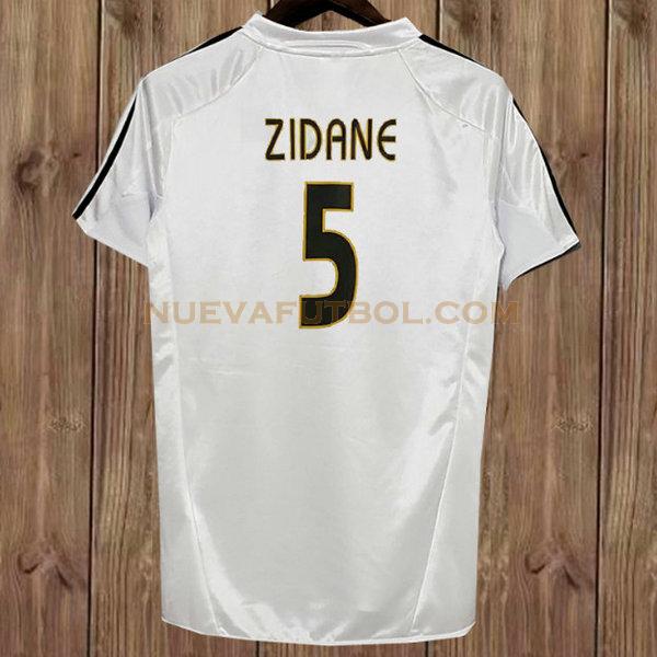 primera camiseta zidane 5 real madrid 2004-2005 blanco hombre