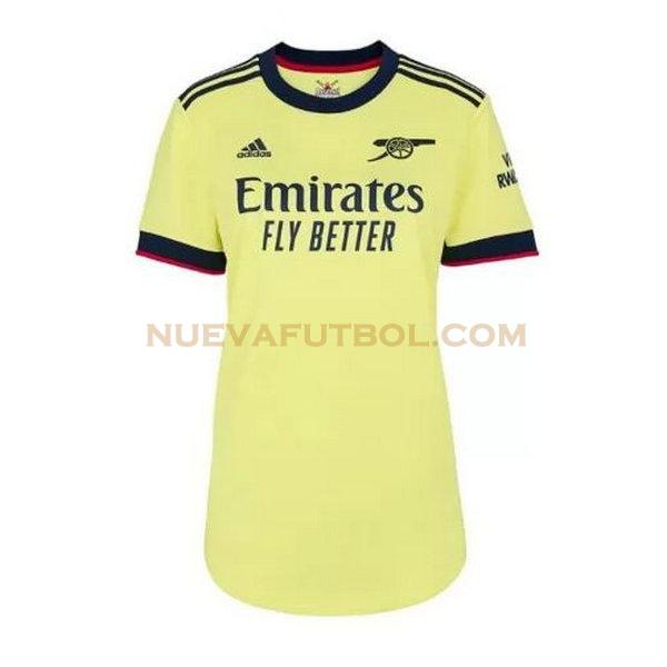 segunda camiseta arsenal 2021 2022 amarillo mujer