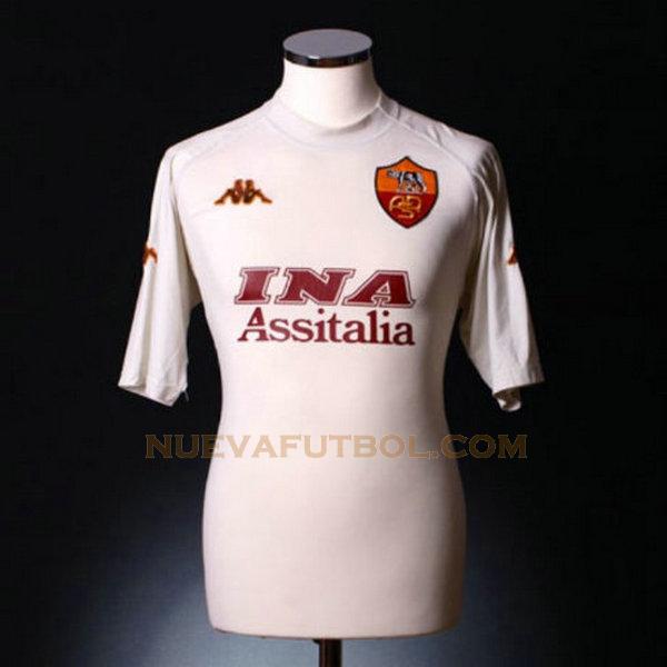 segunda camiseta as roma 2000-2001 blanco hombre