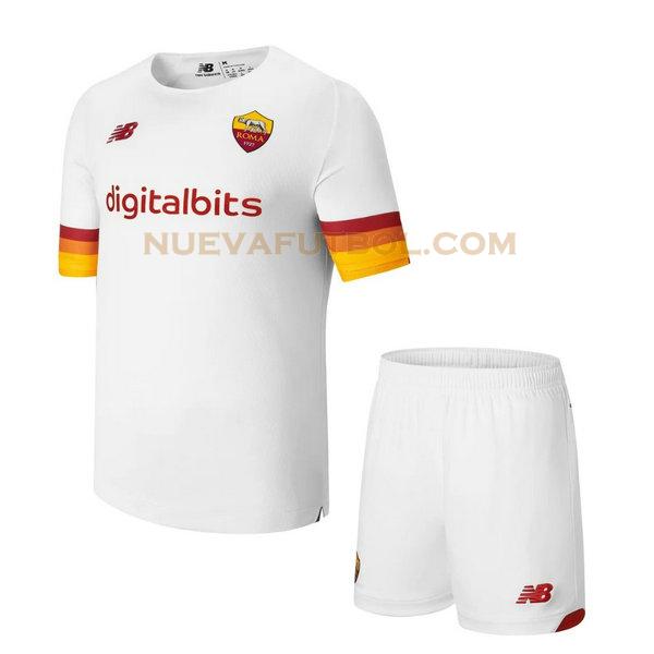 segunda camiseta as roma 2021 2022 blanco niño