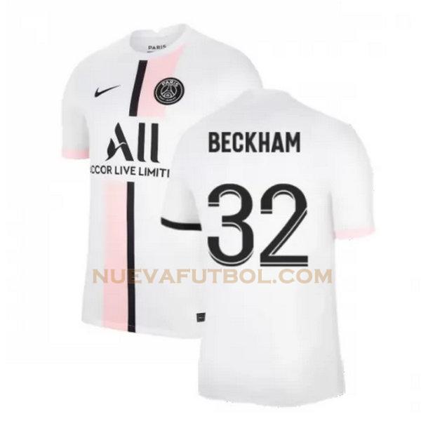 segunda camiseta beckham 32 paris saint germain 2021 2022 blanco hombre