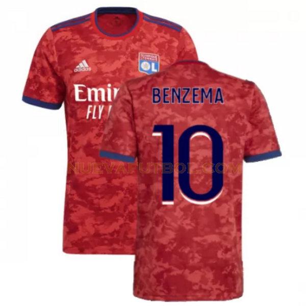 segunda camiseta benzema 10 lyon 2021 2022 rojo hombre