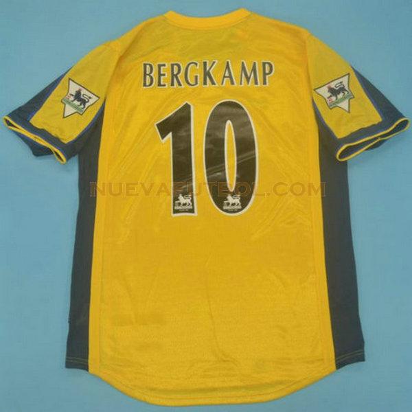 segunda camiseta bergkamp 10 arsenal 2000-2001 amarillo hombre