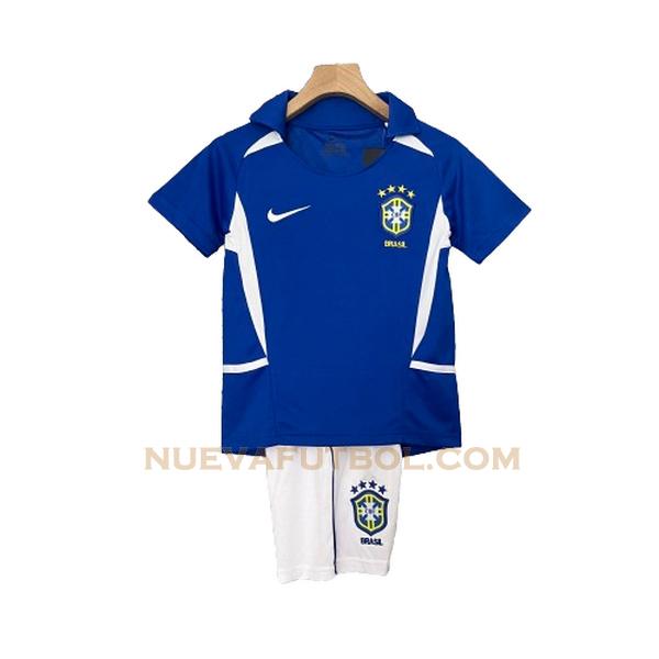 segunda camiseta brasil 2002 azul niño