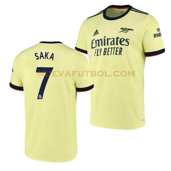 segunda camiseta bukayo saka 7 arsenal 2021 2022 amarillo hombre
