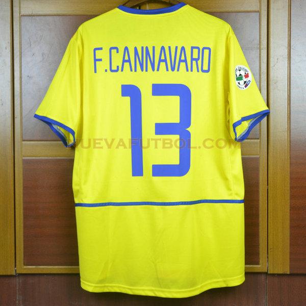 segunda camiseta f.cannavaro 13 inter milan 2002-2003 amarillo hombre