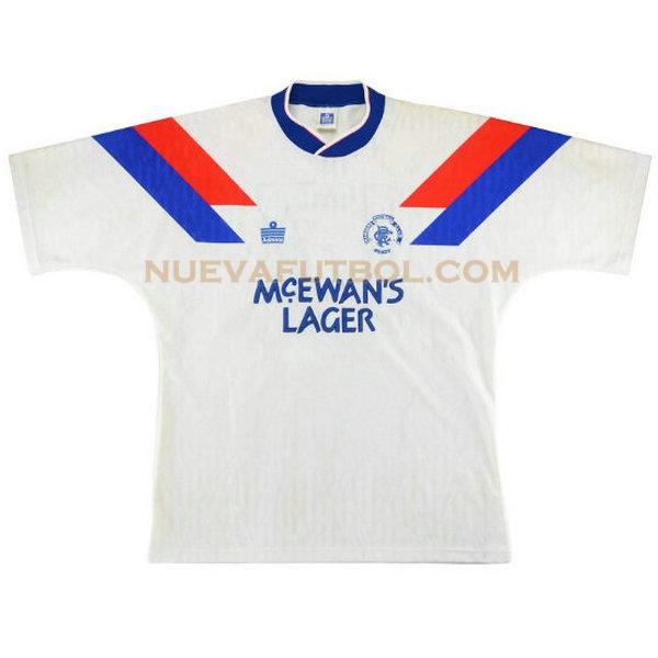 segunda camiseta glasgow rangers 1990-1992 blanco hombre