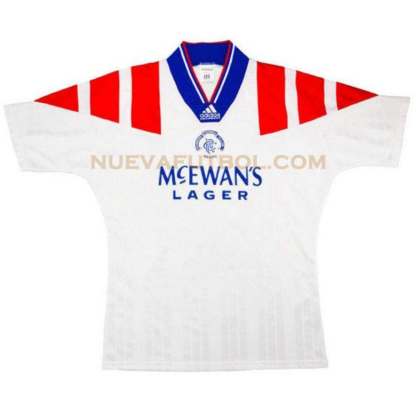 segunda camiseta glasgow rangers 1992-1993 blanco hombre