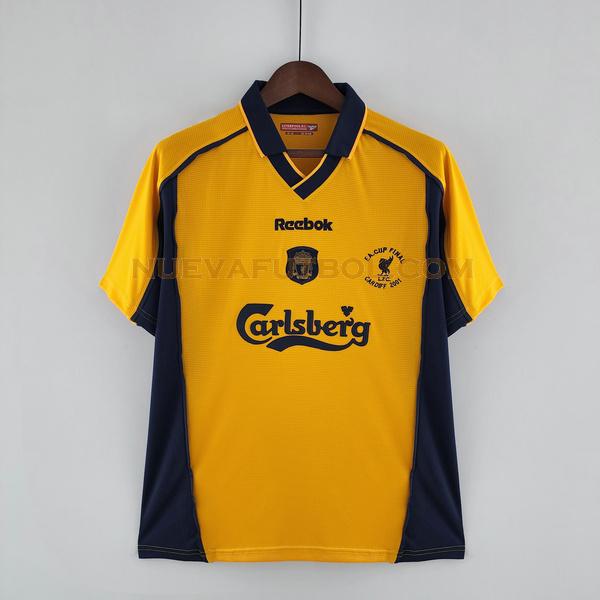 segunda camiseta liverpool 2000 2001 amarillo hombre