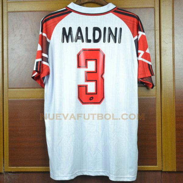 segunda camiseta maldini 3 ac milan 1997-1998 blanco hombre
