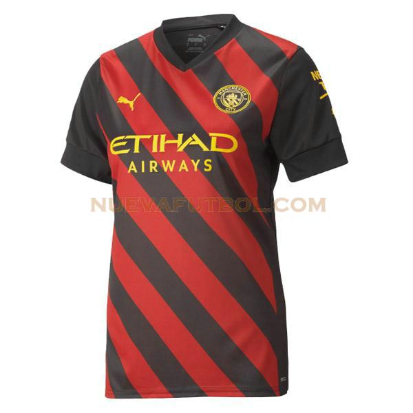segunda camiseta manchester city 2022 2023 negro rojo mujer