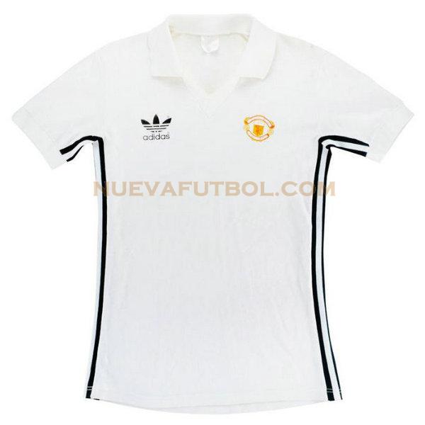 segunda camiseta manchester united 1980-1982 blanco hombre
