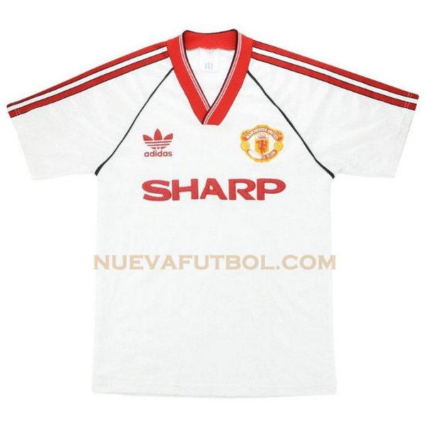 segunda camiseta manchester united 1988-1990 blanco hombre