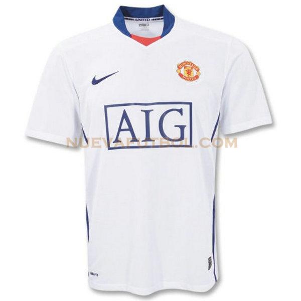 segunda camiseta manchester united 2008-2009 blanco hombre