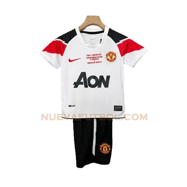 segunda camiseta manchester united 2010 2011 blanco niño