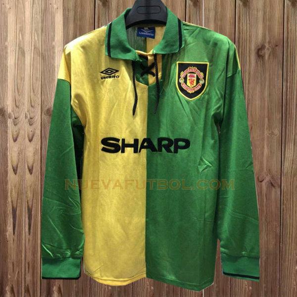 segunda camiseta manchester united ml 1992-1994 verde hombre