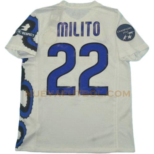 segunda camiseta milito 22 inter milan campeones 2010 hombre