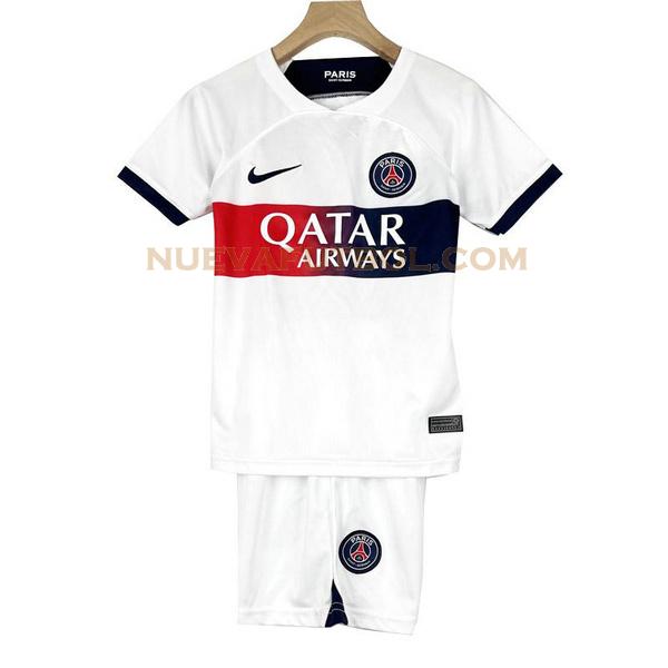 segunda camiseta paris saint germain 2023 2024 blanco niño